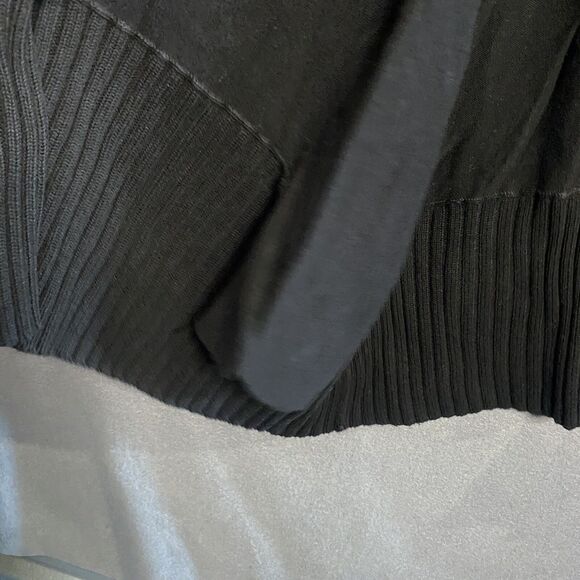 michael kors Cardigan Medium M Black Ribbed Knit pockets thick open front - Picture 8 of 11